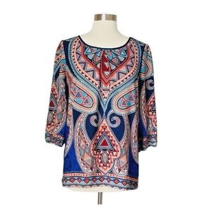 Pink Owl Women's  Aztec Southwestern Blouse Size‎ Medium